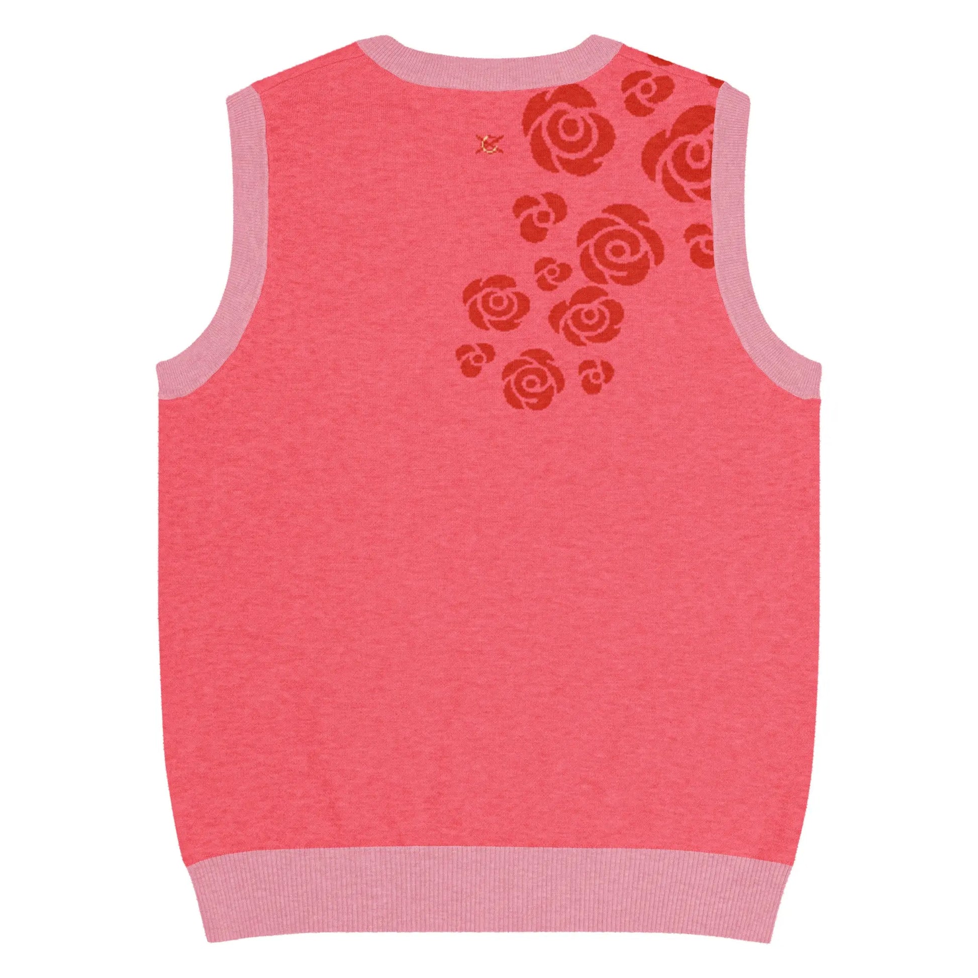 Comprar Chaleco rosa Flores de punto con cuello pico Bandera España La Flamenca de Borgoña Patricia Muñoz VOX