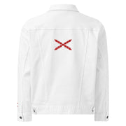 Comprar Chaqueta denim unisex Cruz de Borgoña La Flamenca de Borgoña, Bandera de España, Cruz de Borgoña, Patricia Muñoz, VOX, Santiago Abascal