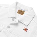 Comprar Chaqueta denim unisex Cruz de Borgoña La Flamenca de Borgoña, Bandera de España, Cruz de Borgoña, Patricia Muñoz, VOX, Santiago Abascal