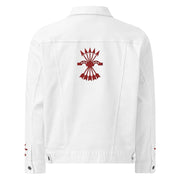 Comprar Chaqueta denim unisex Falange La Flamenca de Borgoña, Bandera de España, Cruz de Borgoña, Patricia Muñoz, VOX, Santiago Abascal