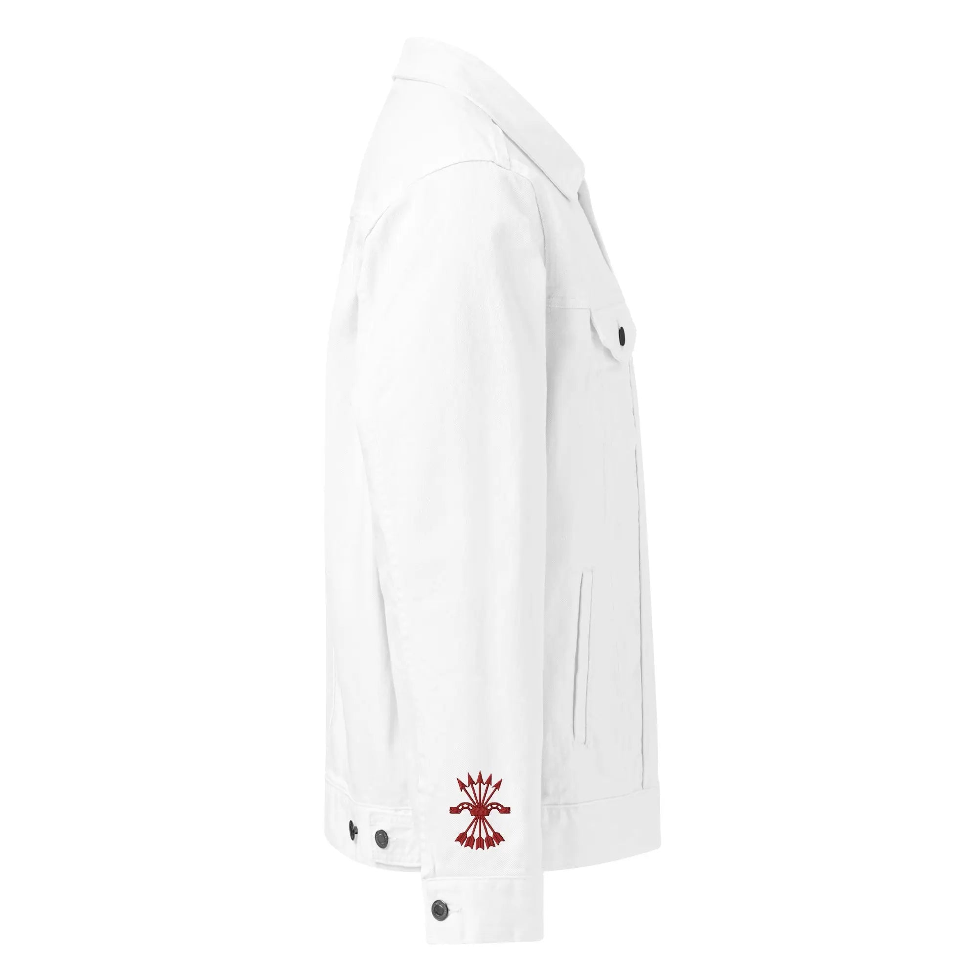 Comprar Chaqueta denim unisex Falange La Flamenca de Borgoña, Bandera de España, Cruz de Borgoña, Patricia Muñoz, VOX, Santiago Abascal