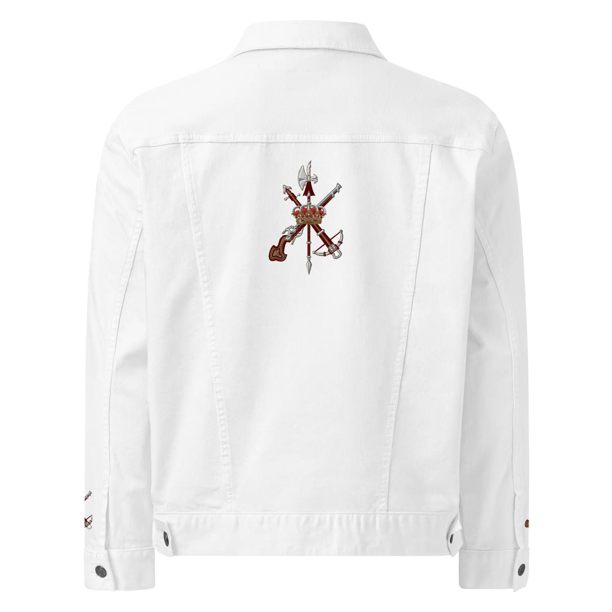 Comprar Chaqueta denim unisex Legión La Flamenca de Borgoña, Bandera de España, Cruz de Borgoña, Patricia Muñoz, VOX, Santiago Abascal