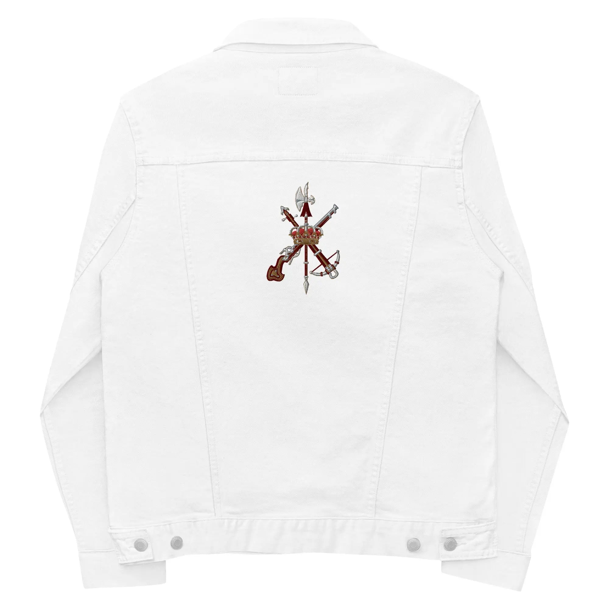 Comprar Chaqueta denim unisex Legión La Flamenca de Borgoña, Bandera de España, Cruz de Borgoña, Patricia Muñoz, VOX, Santiago Abascal