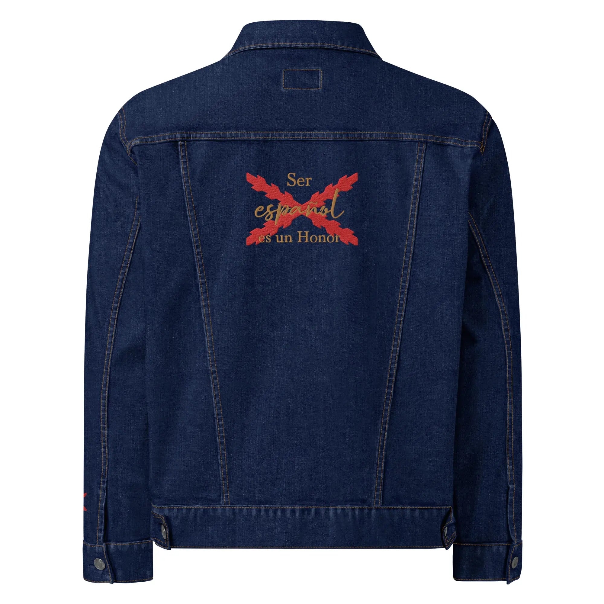 Comprar Chaqueta denim unisex Ser Español es un Honor La Flamenca de Borgoña, Bandera de España, Cruz de Borgoña, Patricia Muñoz, VOX, Santiago Abascal