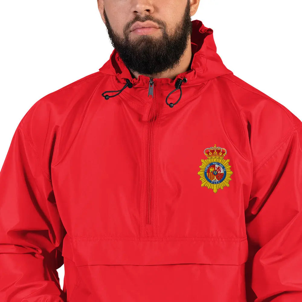 Comprar Chaqueta unisex Policía Nacional bordada plegable Champion La Flamenca de Borgoña Bandera España