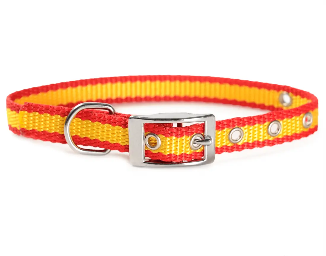 Comprar Collar Perro Nylon Bandera España ancho 1,5 cm La Flamenca de Borgoña Bandera España