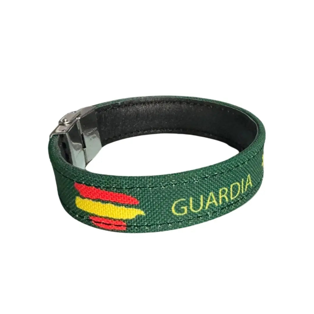 Comprar Pulsera Guardia Civil piel con lona estampada Bandera España La Flamenca de Borgoña Patricia Muñoz VOX