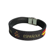 Comprar Pulsera Legión Española piel y lona Bandera España La Flamenca de Borgoña Patricia Muñoz VOX