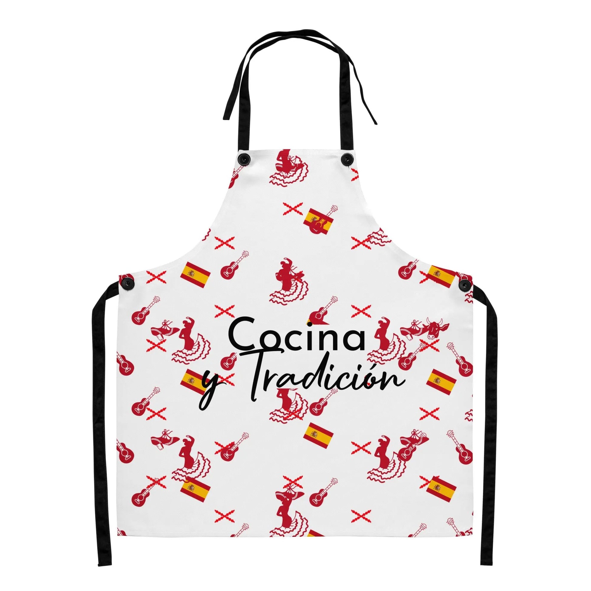 Comprar Delantal de cocina "Cocina y Tradición" iconos La Flamenca de Borgoña Bandera España