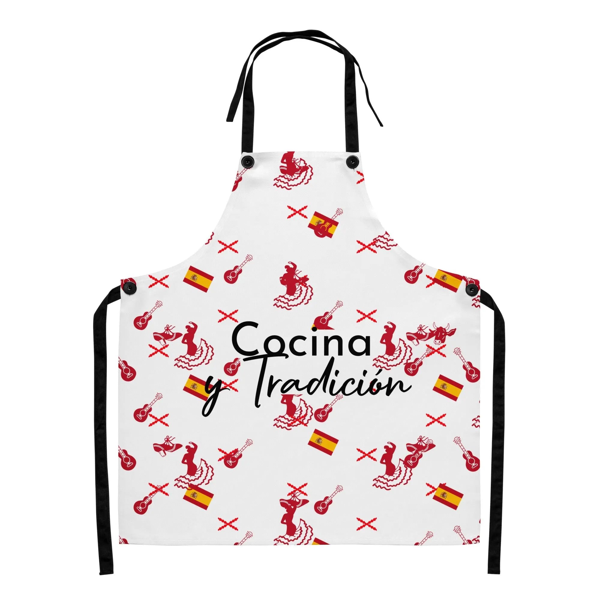 Comprar Delantal de cocina "Cocina y Tradición" iconos La Flamenca de Borgoña Bandera España