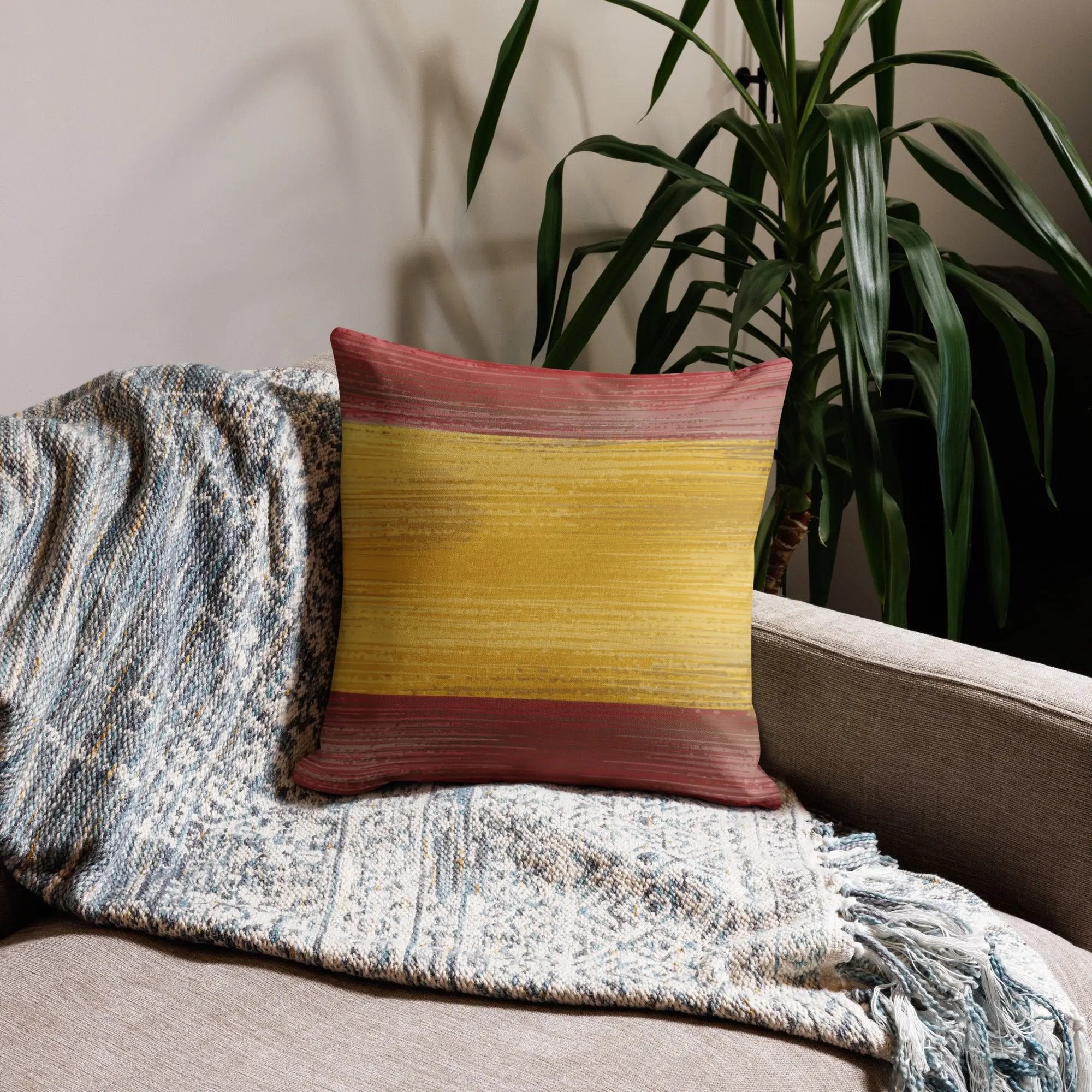 Comprar Funda de cojín premium Bandera España envejecida La Flamenca de Borgoña Bandera España