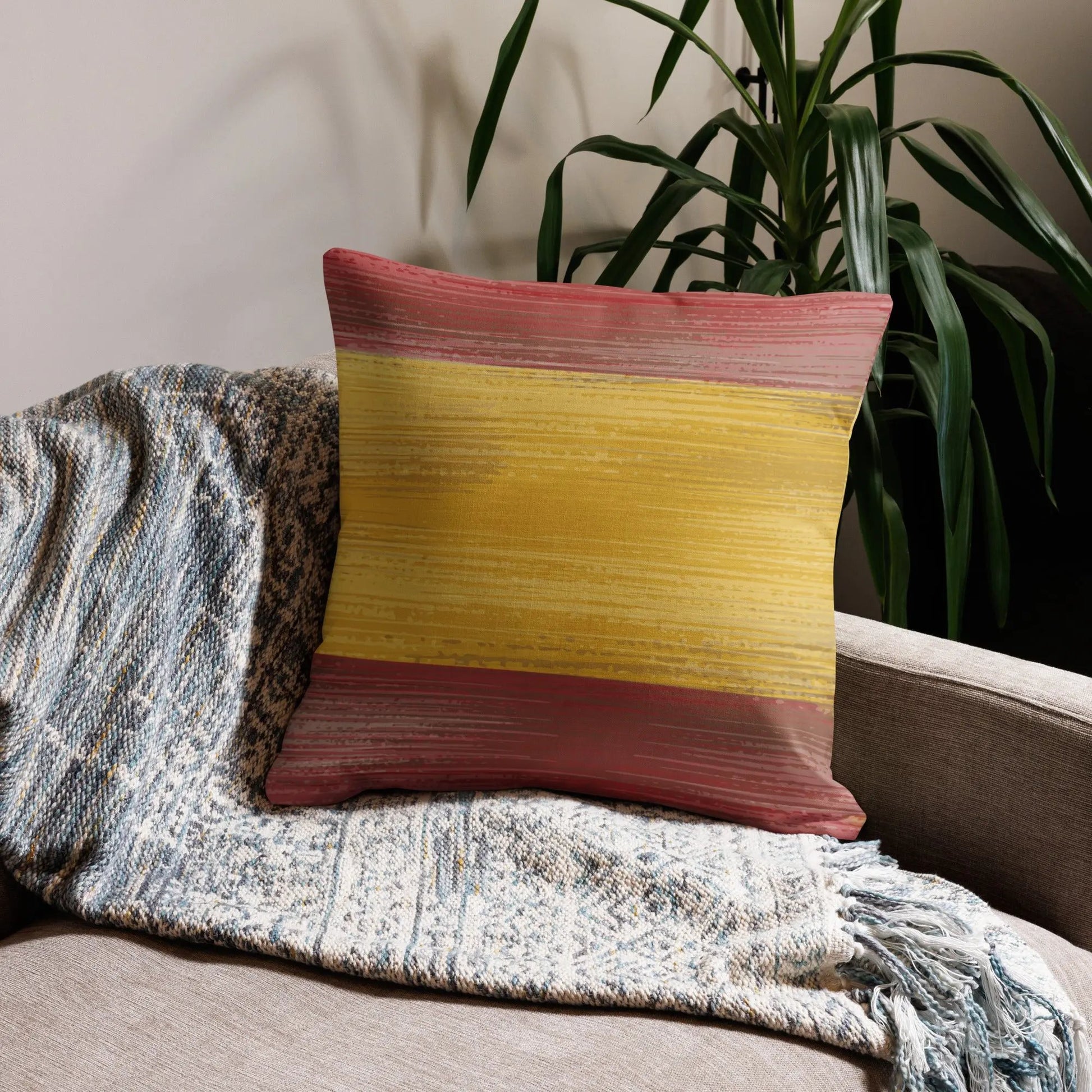 Comprar Funda de cojín premium Bandera España envejecida La Flamenca de Borgoña Bandera España