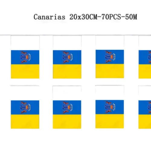 Comprar Guirnalda de Banderas de Canarias 20x30 cm (70 Piezas - 50 m) La Flamenca de Borgoña Bandera España