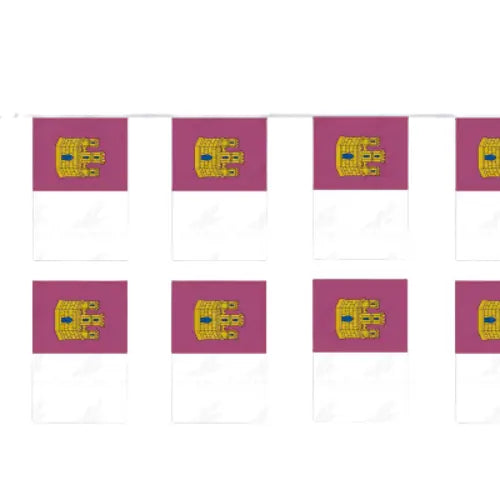Comprar Guirnalda de Banderas de Castilla-La Mancha de 5 Metros (7 Banderines 20x30 cm) La Flamenca de Borgoña Bandera España