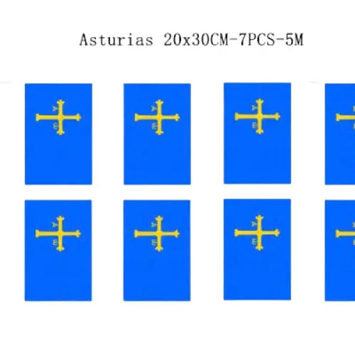 Comprar Guirnalda de Banderas del Principado de Asturias 20x30 cm (7 Piezas - 5 m) La Flamenca de Borgoña Bandera España