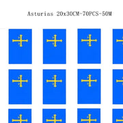 Comprar Guirnalda de Banderas del Principado de Asturias 20x30 cm (70 Piezas - 50 m) La Flamenca de Borgoña Bandera España