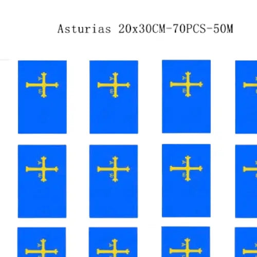 Comprar Guirnalda de Banderas del Principado de Asturias 20x30 cm (70 Piezas - 50 m) La Flamenca de Borgoña Bandera España