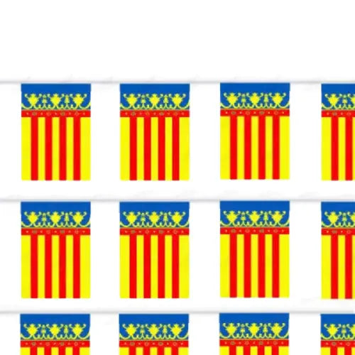 Comprar Guirnalda de Banderines Comunidad Valenciana / Real Senyera (50 Metros - 70 Piezas 20 x 30 cm) La Flamenca de Borgoña Bandera España