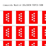 Comprar Guirnalda de Banderines Comunidad de Madrid (50 Metros - 70 Piezas 20 x 30 cm) La Flamenca de Borgoña Bandera España
