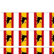Comprar Guirnalda de Banderines España con Toro (50 Metros - 70 Piezas 20 x 30 cm) La Flamenca de Borgoña Bandera España