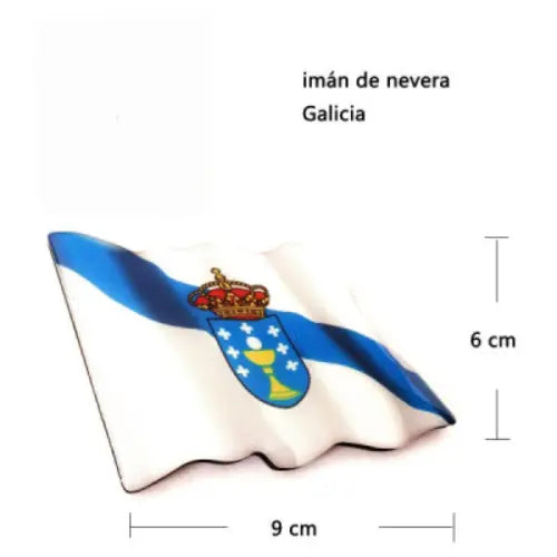 Imán de Nevera Bandera Ondondeante de Galicia (9x6 cm)