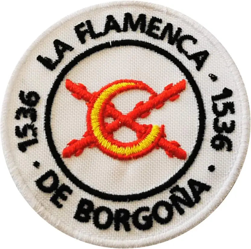 Jersey Bandera España hombre cuello pico azul Parche - LaFlamencadeBorgoña