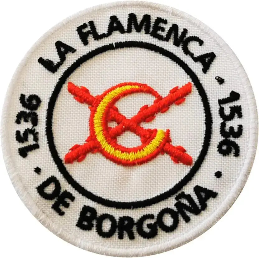 Jersey Bandera España hombre cuello pico azul Parche - LaFlamencadeBorgoña