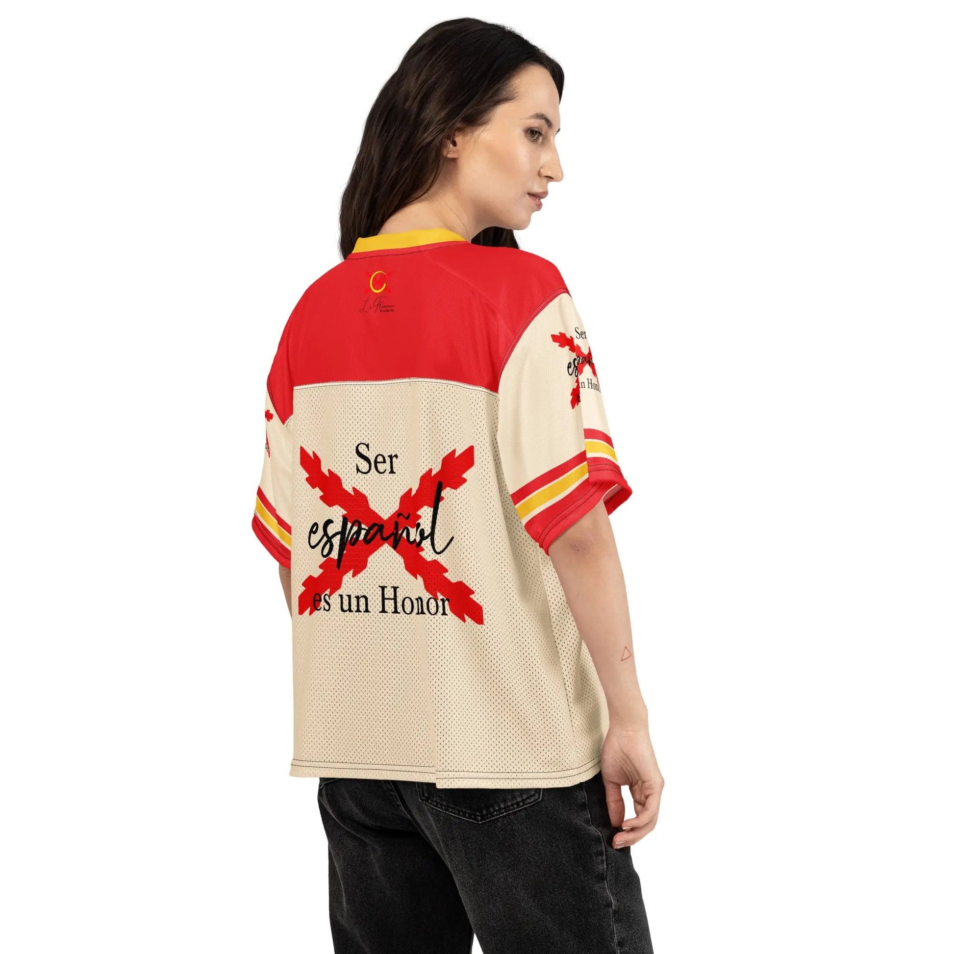 Comprar Jersey de fútbol boxy «Ser español es un Honor» La Flamenca de Borgoña Bandera España