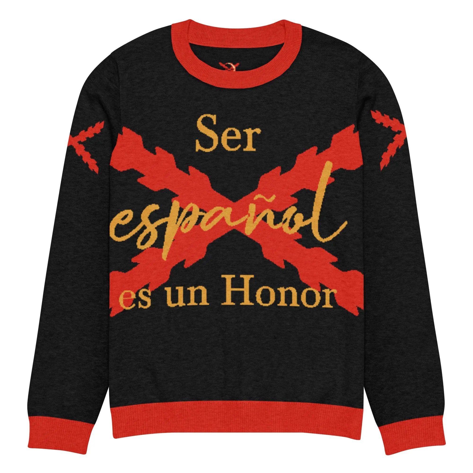 Comprar Jersey de punto con cuello redondo "Ser español es un honor" La Flamenca de Borgoña Bandera España
