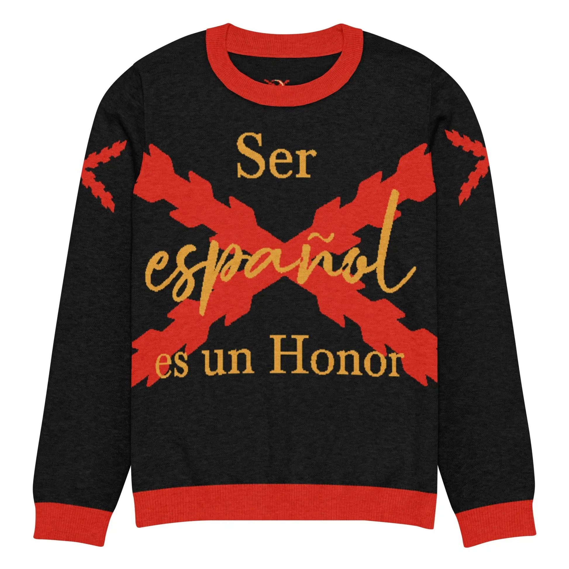 Comprar Jersey de punto con cuello redondo "Ser español es un honor" La Flamenca de Borgoña Bandera España