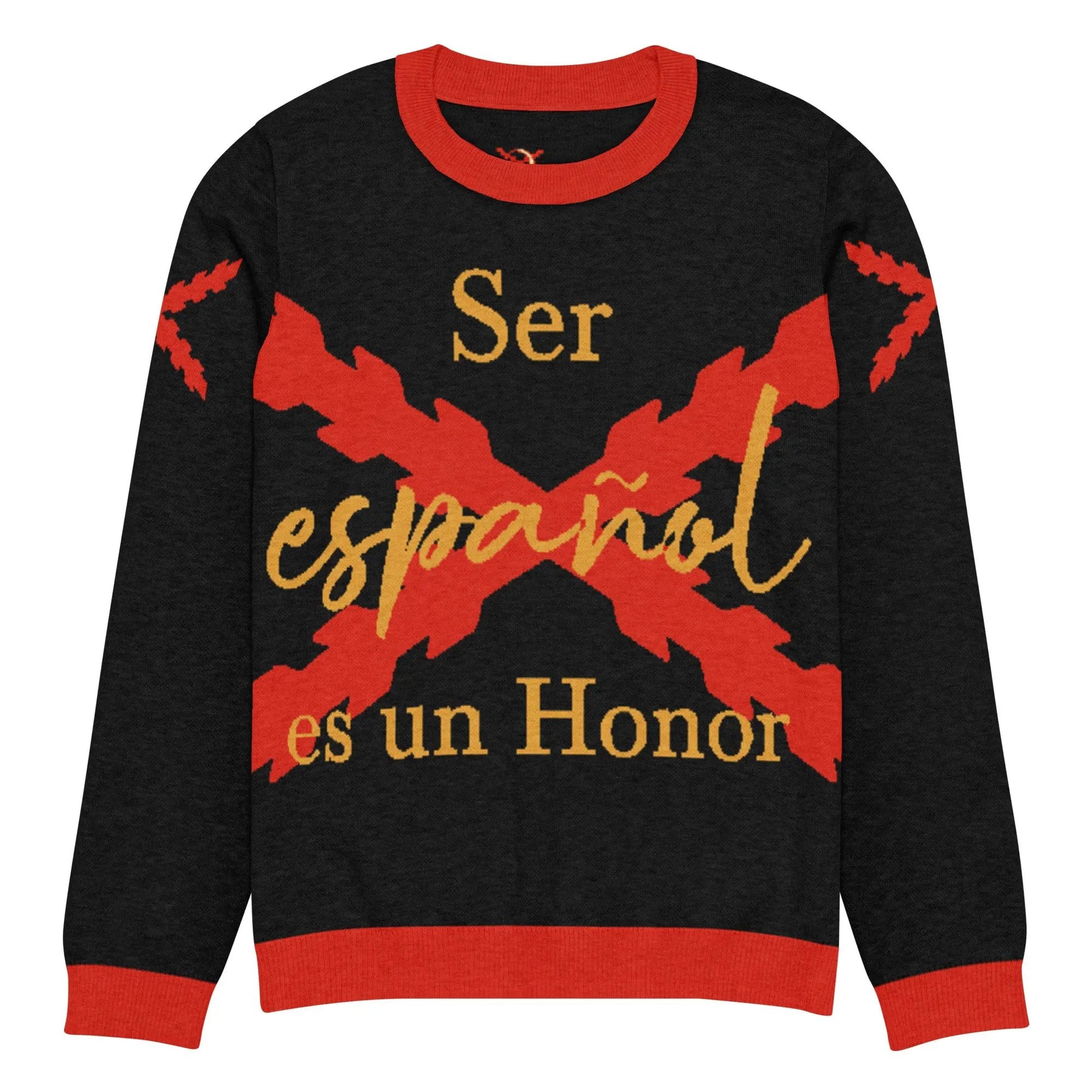 Comprar Jersey de punto con cuello redondo "Ser español es un honor" La Flamenca de Borgoña Bandera España