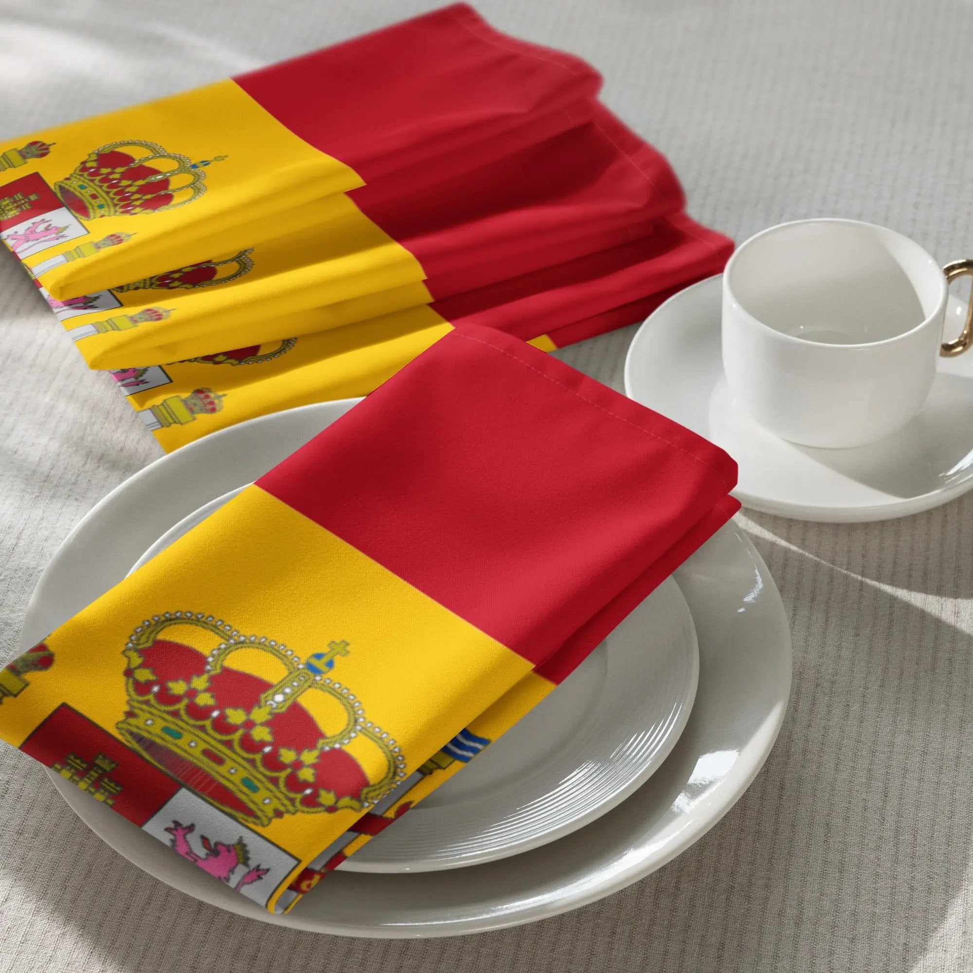 Comprar Juego de 4 servilletas de tela Bandera de España La Flamenca de Borgoña Bandera España