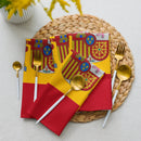 Comprar Juego de 4 servilletas de tela Bandera de España La Flamenca de Borgoña Bandera España