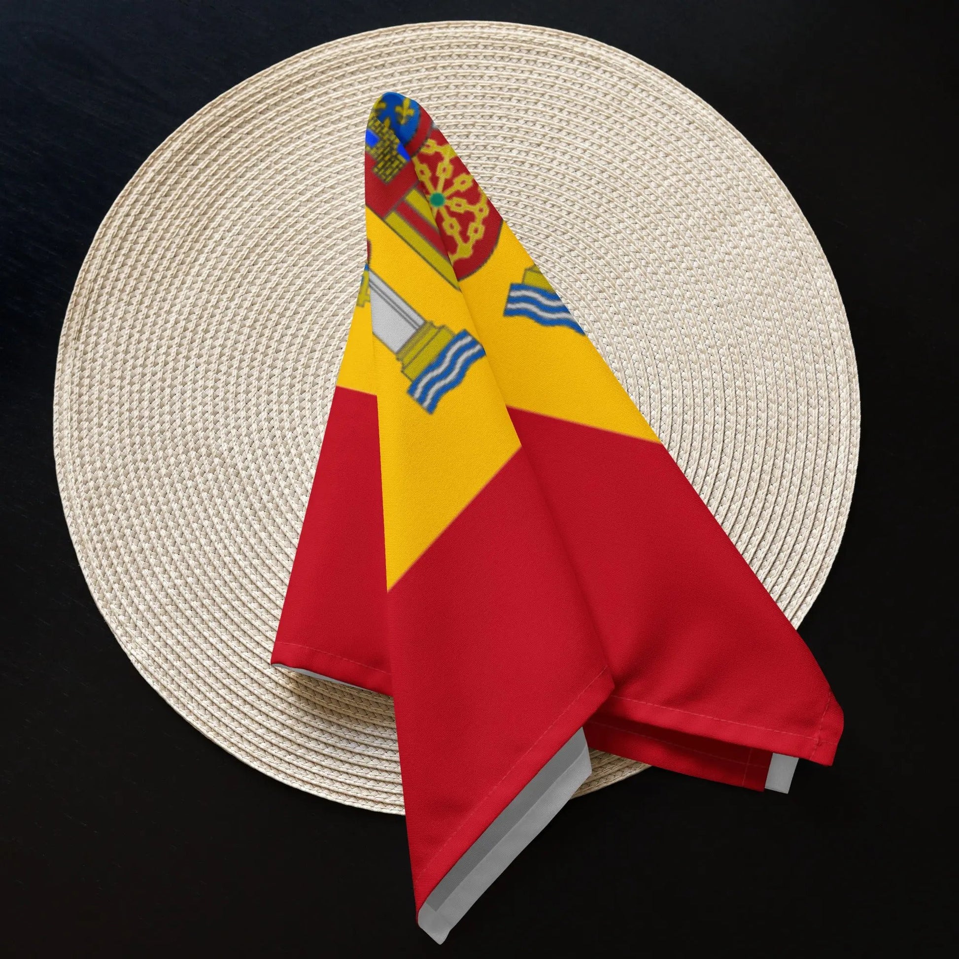 Comprar Juego de 4 servilletas de tela Bandera de España La Flamenca de Borgoña Bandera España