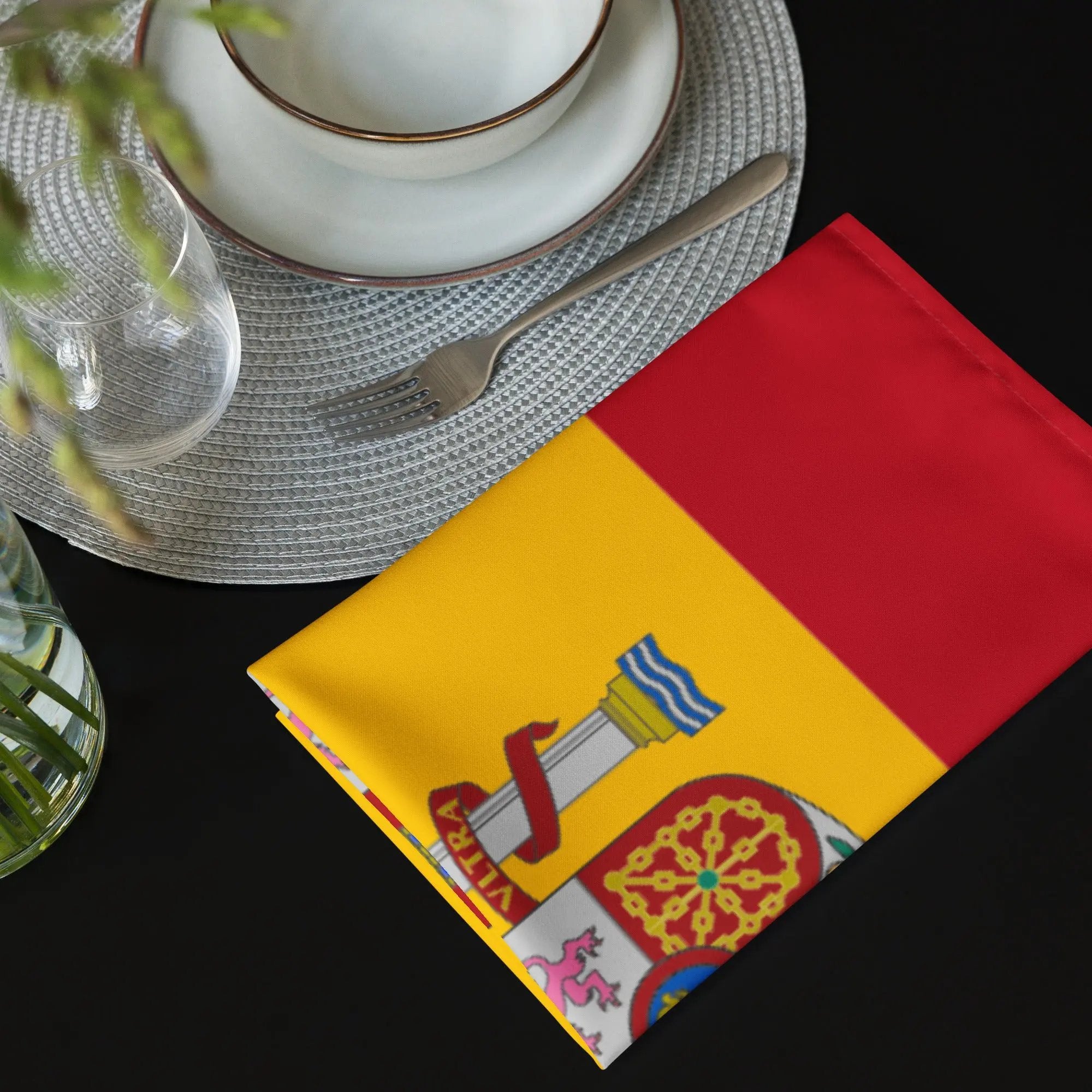 Comprar Juego de 4 servilletas de tela Bandera de España La Flamenca de Borgoña Bandera España