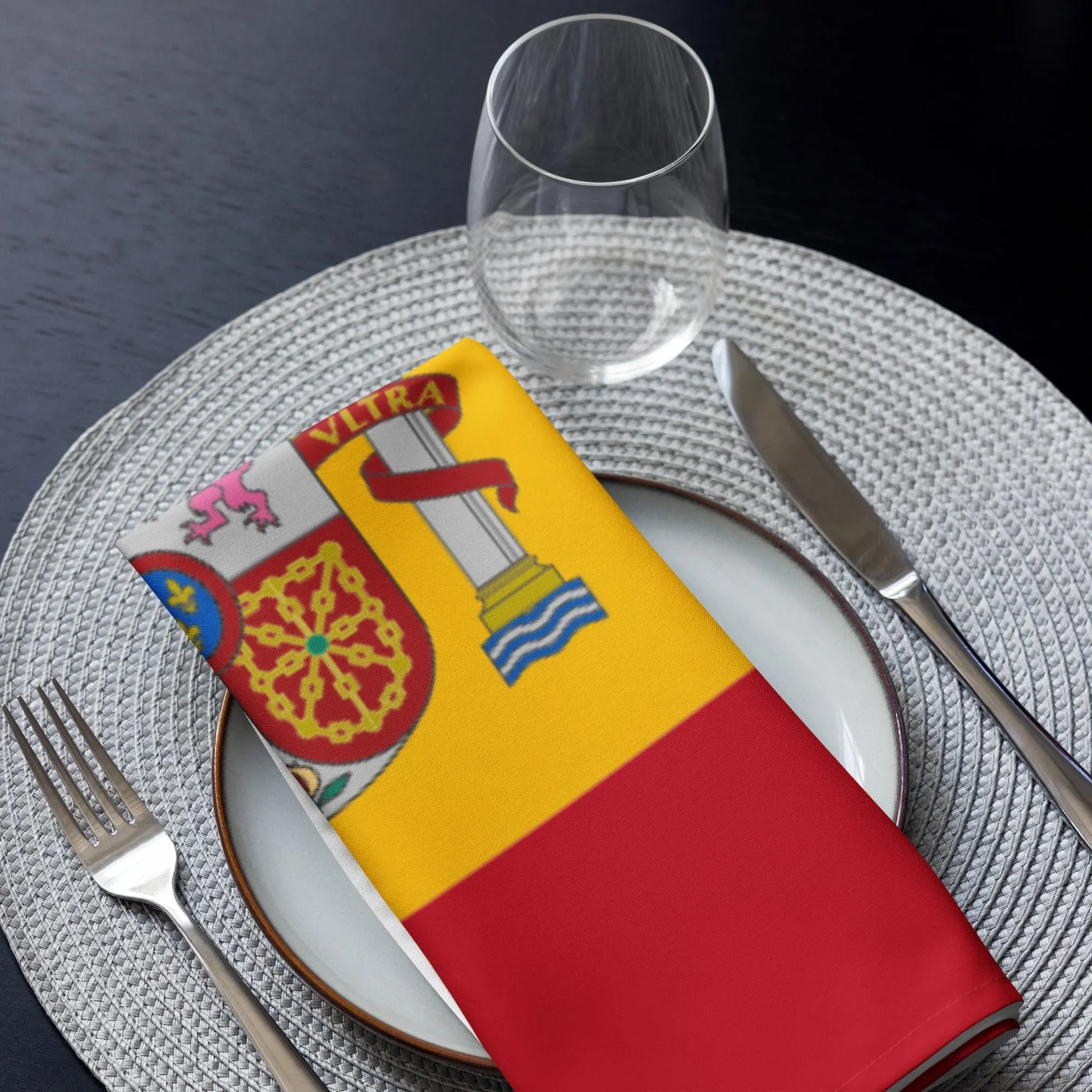 Comprar Juego de 4 servilletas de tela Bandera de España La Flamenca de Borgoña Bandera España