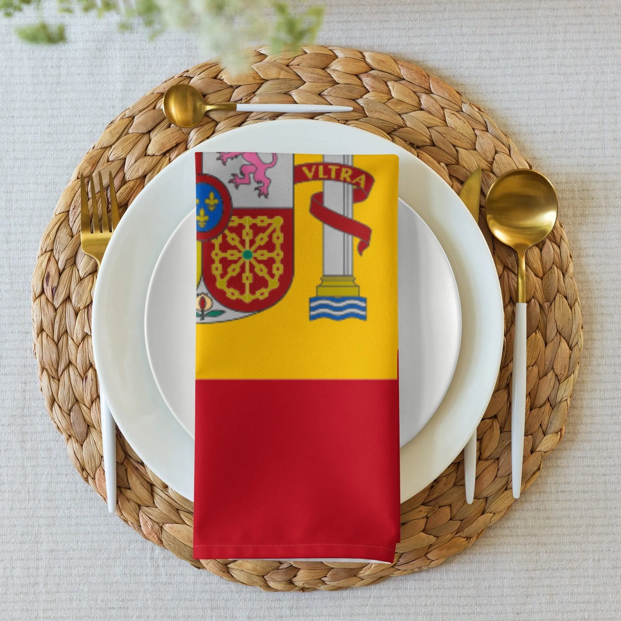 Comprar Juego de 4 servilletas de tela Bandera de España La Flamenca de Borgoña Bandera España