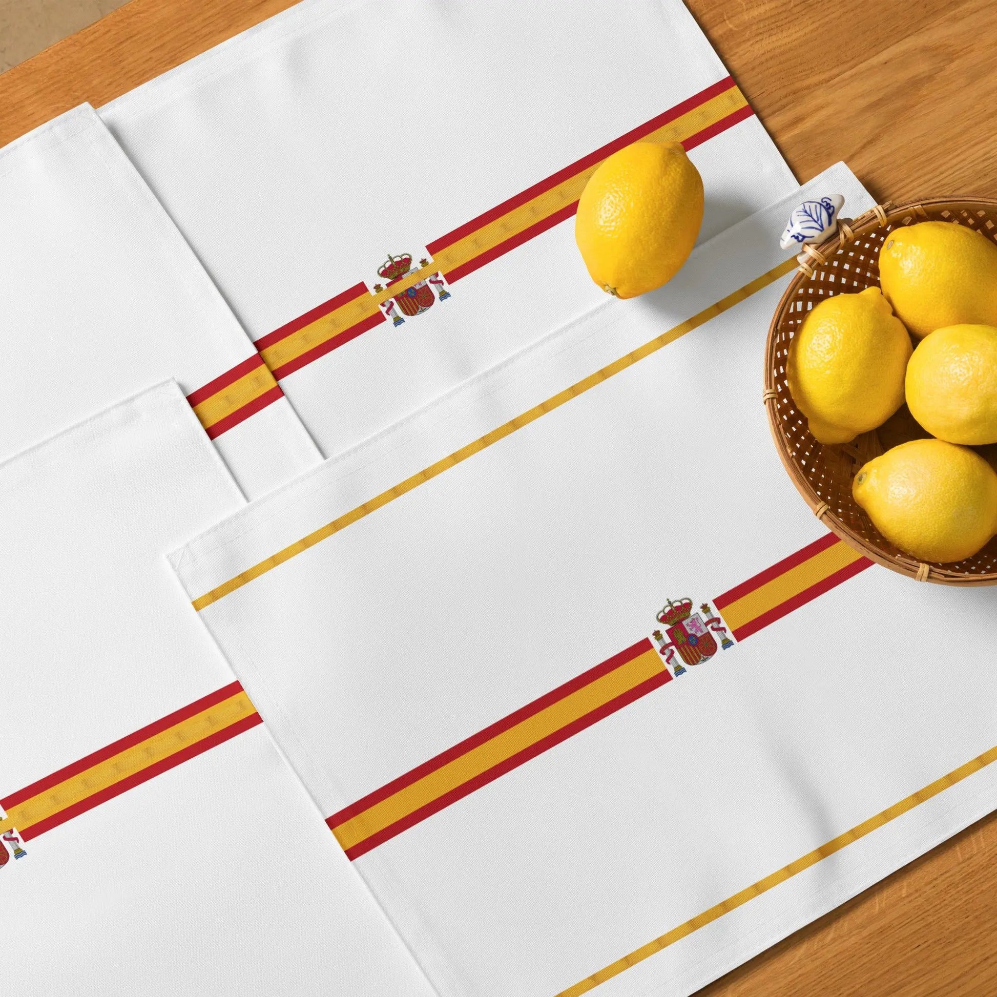 Comprar Juego de manteles individuales Bandera de España detalle dorado La Flamenca de Borgoña Bandera España