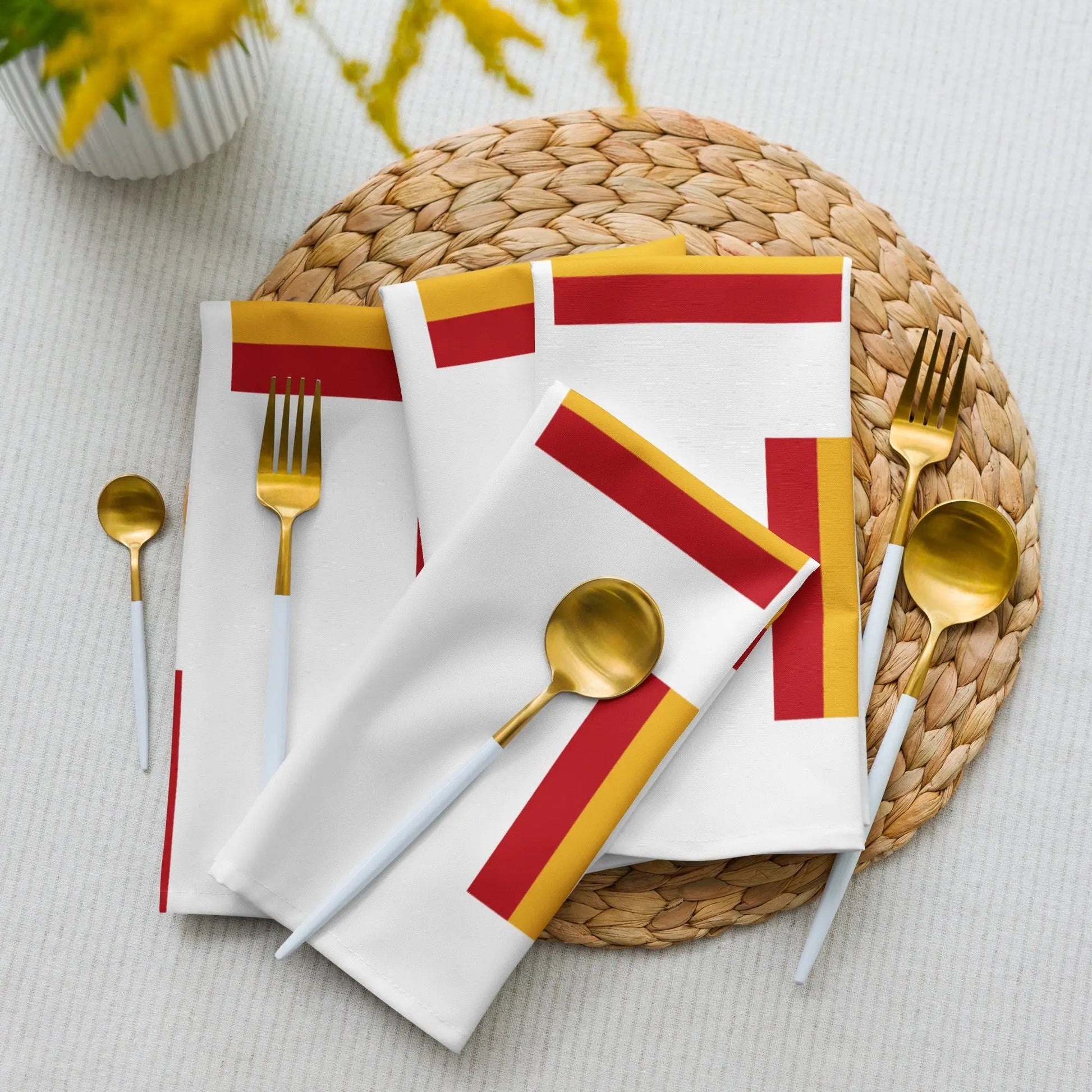 Comprar Juego de servilletas de tela Bandera España tetris La Flamenca de Borgoña Bandera España