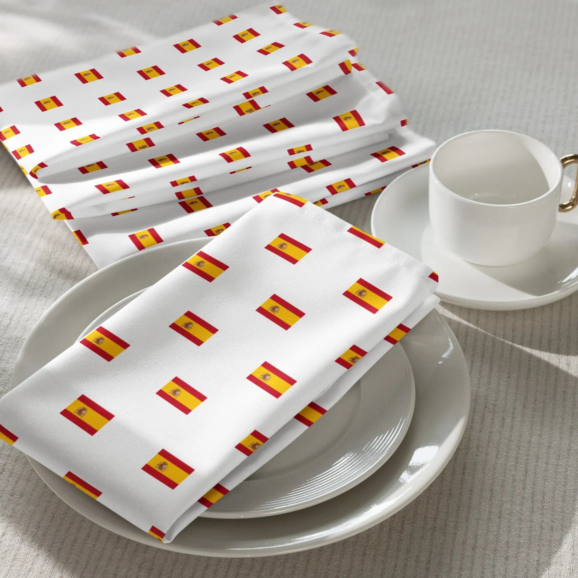 Comprar Juego de servilletas de tela Bandera de España blanca mosaico La Flamenca de Borgoña Bandera España