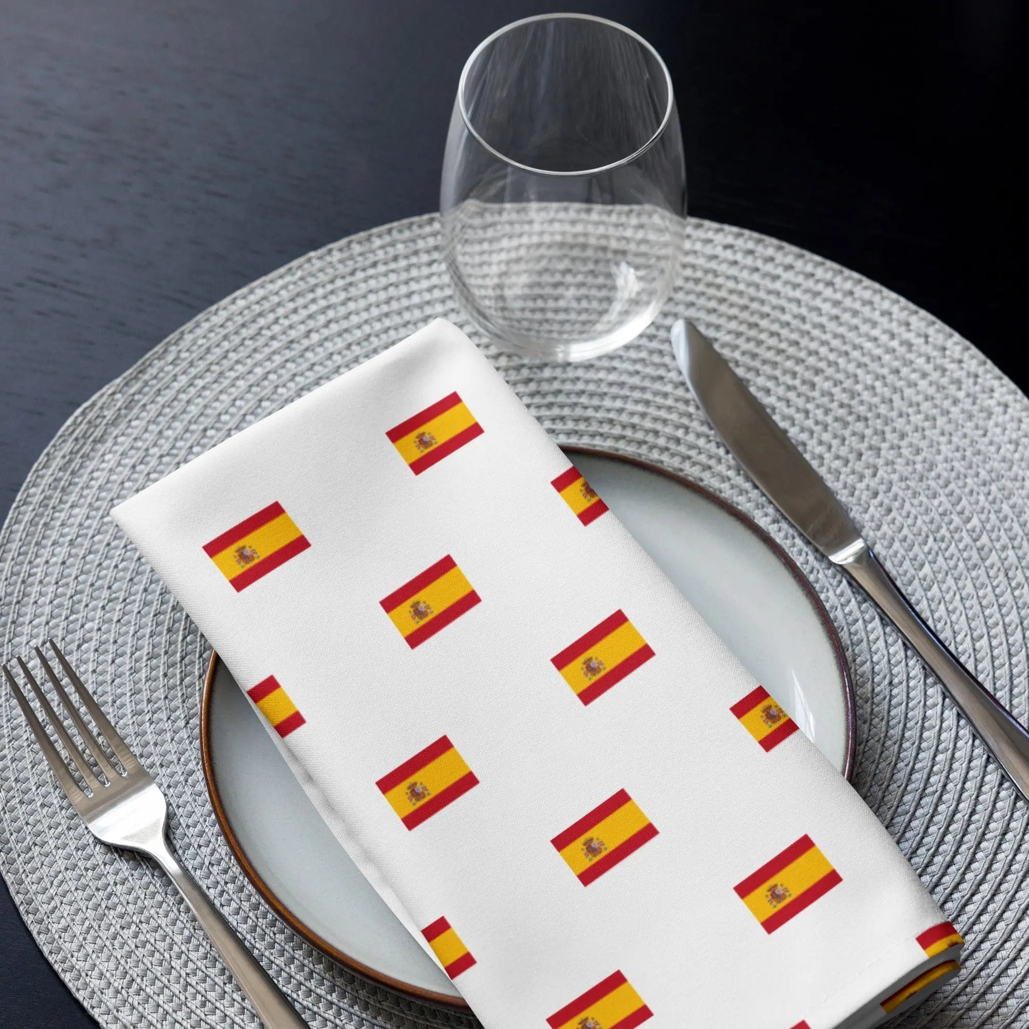 Comprar Juego de servilletas de tela Bandera de España blanca mosaico La Flamenca de Borgoña Bandera España