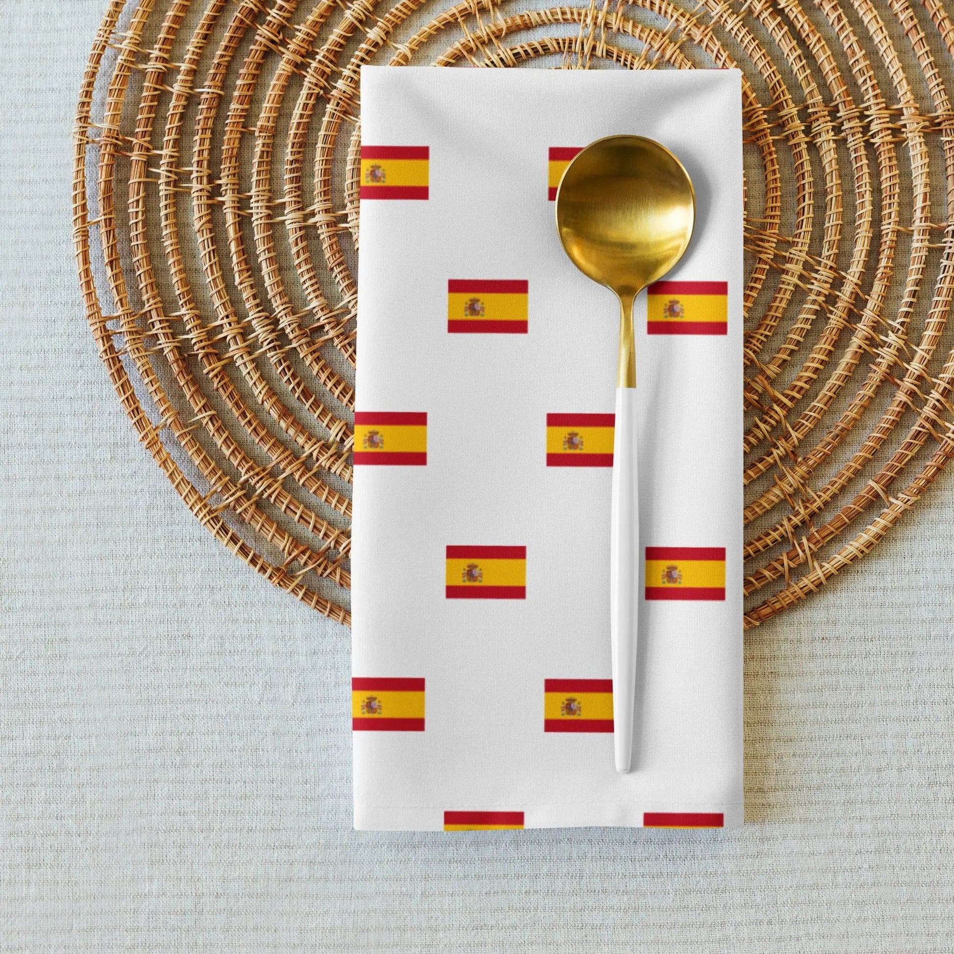 Comprar Juego de servilletas de tela Bandera de España blanca mosaico La Flamenca de Borgoña Bandera España