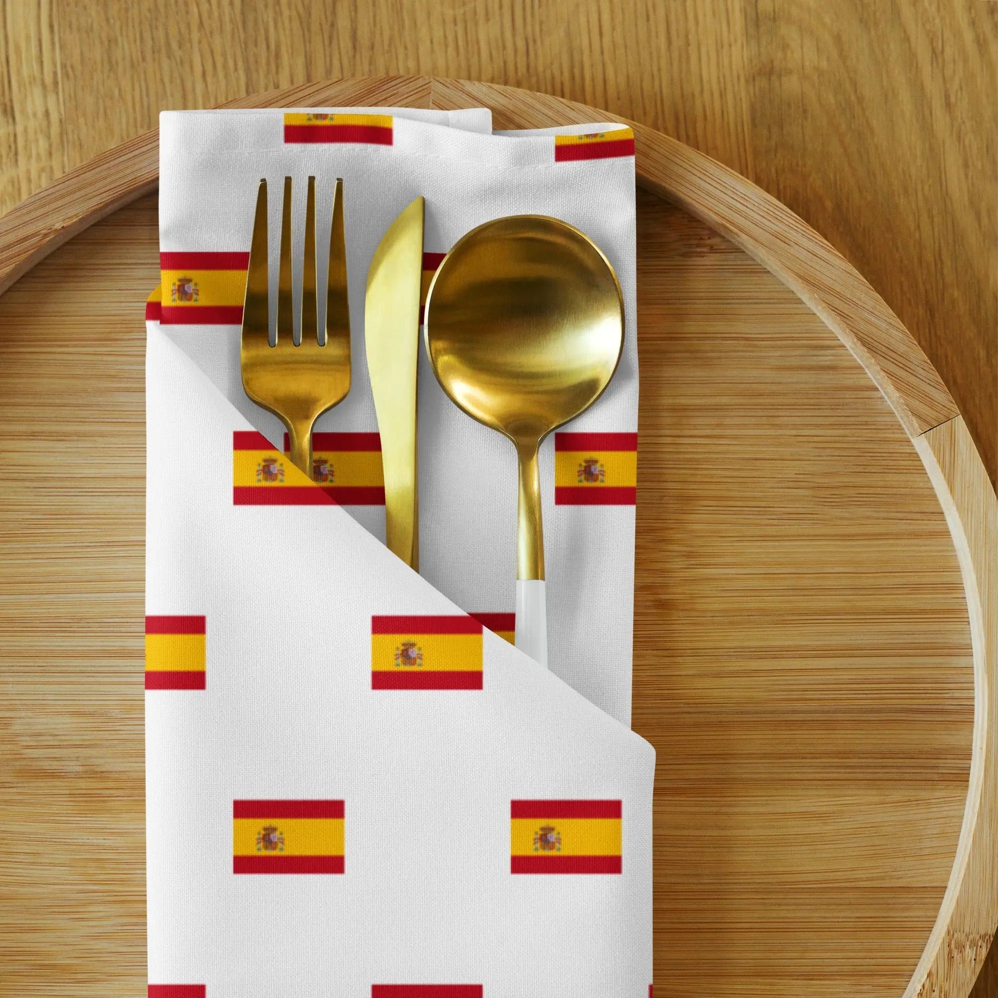 Comprar Juego de servilletas de tela Bandera de España blanca mosaico La Flamenca de Borgoña Bandera España