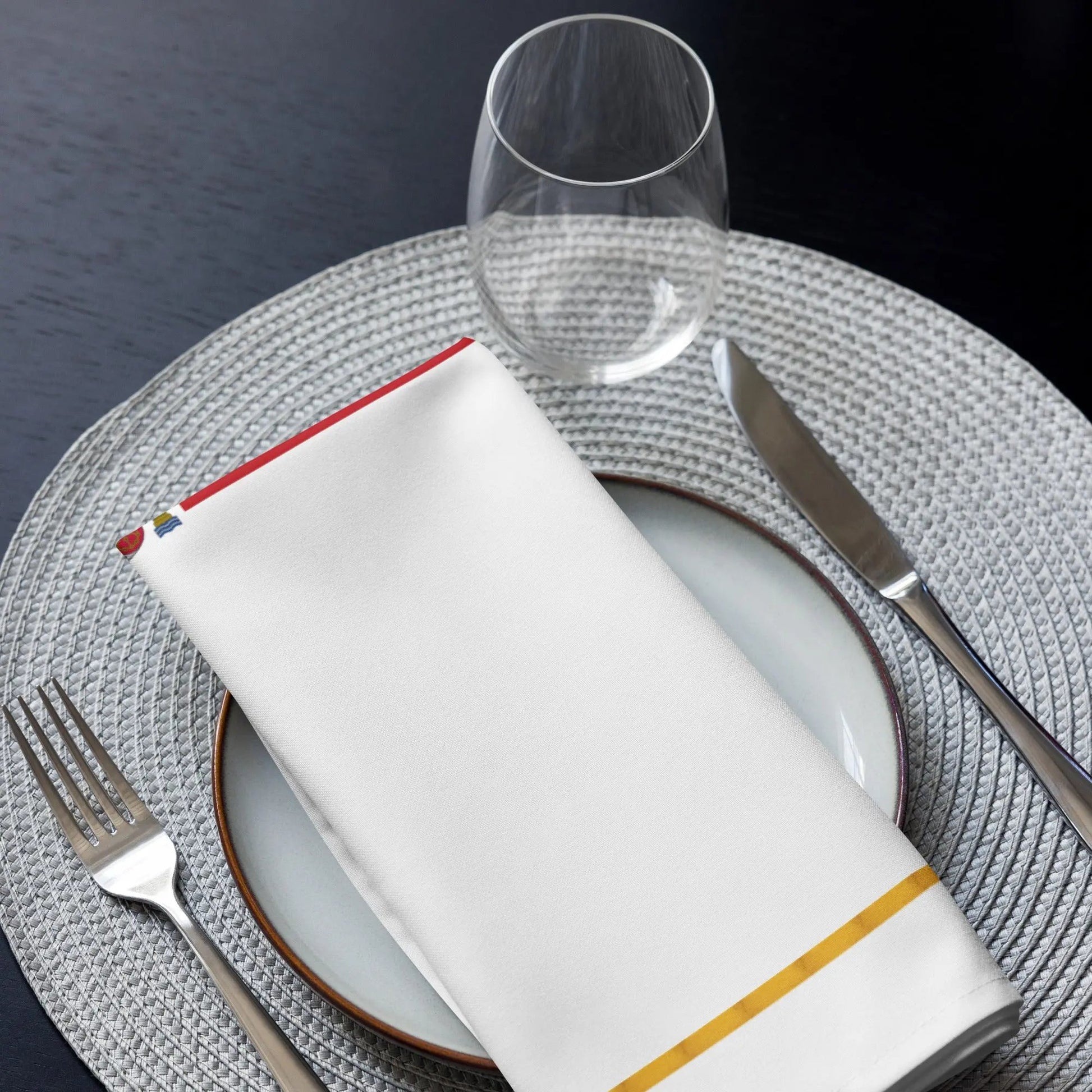 Comprar Juego de servilletas de tela Bandera de España detalle dorado La Flamenca de Borgoña Bandera España