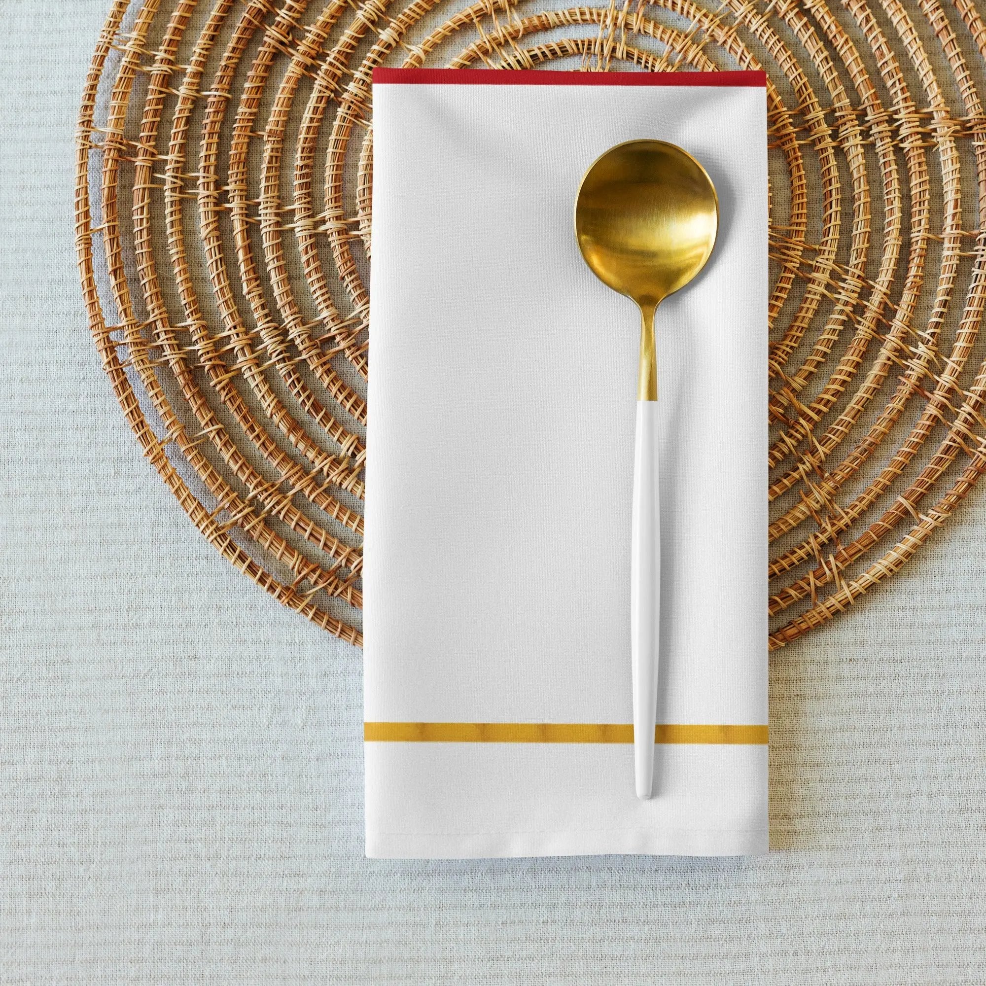 Comprar Juego de servilletas de tela Bandera de España detalle dorado La Flamenca de Borgoña Bandera España