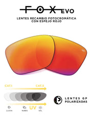 Comprar LENTES FOTOCROMÁTICAS CON ESPEJO ROJO PARA MODELOS FOX EVO La Flamenca de Borgoña Bandera España