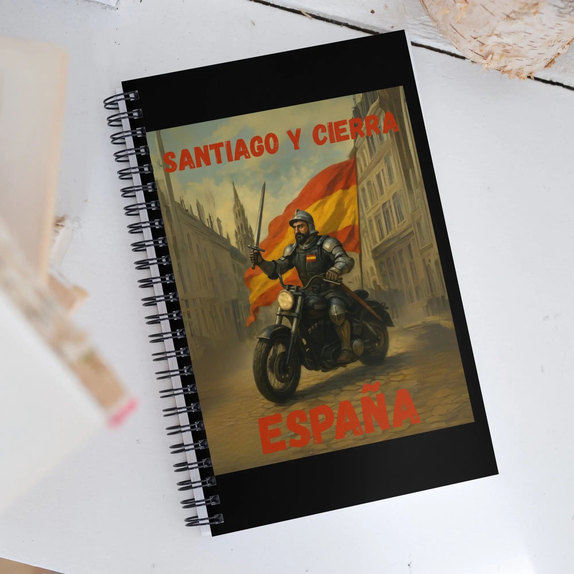 Comprar Libreta de notas con espiral "Santiago y cierra España" La Flamenca de Borgoña Bandera España
