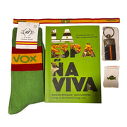 Comprar Libro La España Viva VOX + lote Calcetines, Pulsera, Llavero y Pin de VOX La Flamenca de Borgoña Bandera España