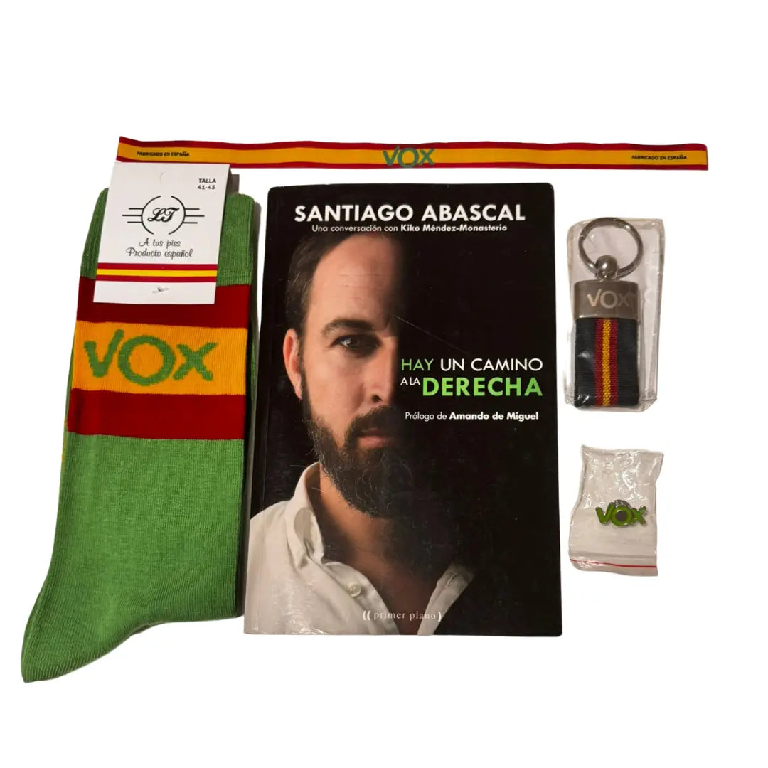 Comprar Libro Santiago Abascal VOX "Hay un camino a la derecha" + Lote VOX La Flamenca de Borgoña Bandera España