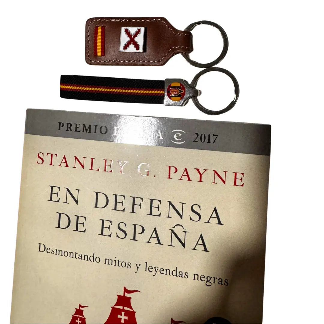 Comprar Libro "En Defenda de España" de Stanley G. Payne + Lote Cruz Borgoña y Águila de San Juan La Flamenca de Borgoña Bandera España